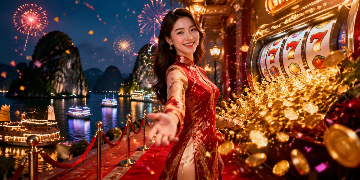 Lễ hội game và slots tại Hạ Long Bay với người tham dự trải nghiệm giải trí trực tuyến ngoài trời
